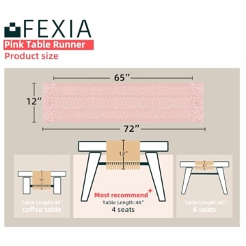 FEXIA Pink Table Runner 72 Inches for Dining Room Decor