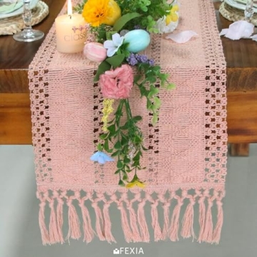 FEXIA Pink Table Runner 72 Inches for Dining Room Decor