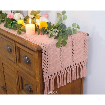 FEXIA Pink Table Runner 72 Inches for Dining Room Decor