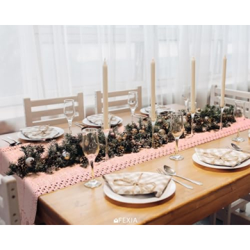 FEXIA Pink Table Runner 72 Inches for Dining Room Decor