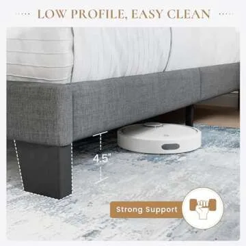 SHA CERLIN Queen Platform Bed Frame with Upholstered Fabric Headboard, Mattress Foundation with Strong Wooden Slats Support, No Box Spring Needed, Grey