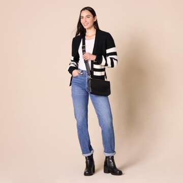 Amazon Essentials Women's Minimal Crossbody Bag, Black, One Size