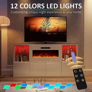 LUXOAK 68" Modern Fireplace TV Stand with Adjustable 40" Electric Fireplace