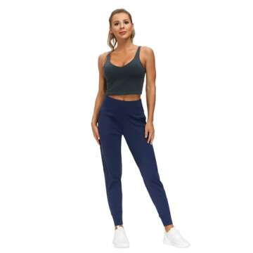 THE GYM PEOPLE Women's Joggers Pants Lightweight Athletic Leggings Tapered Lounge Pants for Workout, Yoga, Running (Medium, Blue)