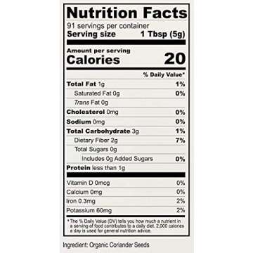 Anthony's Organic Coriander Seeds, 1 lb, Gluten Free, Non GMO, Non Irradiated, Keto Friendly