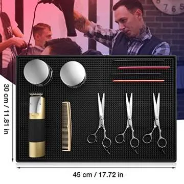 Noverlife Barber Station Mat for Hair Styling Tools, Heavy Duty Non-Slip Bar Service Mat, Flexible R...