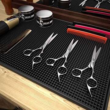Noverlife Barber Station Mat for Hair Styling Tools, Heavy Duty Non-Slip Bar Service Mat, Flexible Rubber Mat for Clippers Salon Tools, Professional Salon and Barbershop Work Station Pads