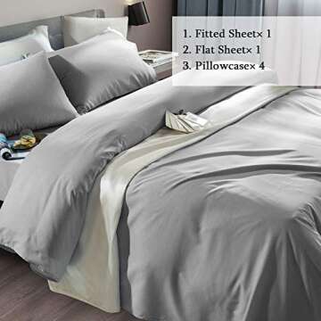 SONORO KATE Bed Sheet Set Super Soft Microfiber 1800 Thread Count Luxury Egyptian Sheets Fit 18-24 I...