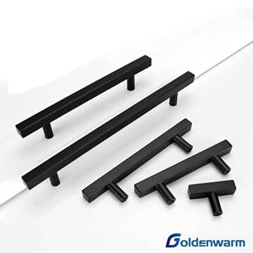 Goldenwarm 12 Pack Modern Black Cabinet Knobs for Home