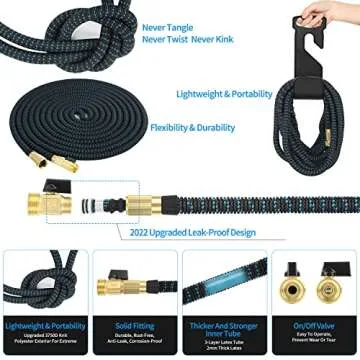 Durable 100 ft Expandable Garden Hose with Nozzles