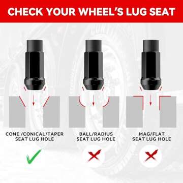 EZISOE 20PCS M12x1.5 Open End Bulge Acorn Black Lug Nuts - 60 Conical Seat - 50mm Height, Lug Nuts for Aftermarket Wheels with 1 Spline Key