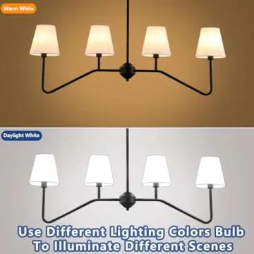 9MMML 39" 4 Arms Kitchen Island Lighting,4 Lights Dining Room Chandelier,Black Body + Fabric Shade Fixture for Hallway Entryway Foyer Living Room,E12 Bulb