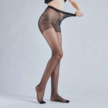 Glossy Sheer Pantyhose Polka Dots for Women Plus Size