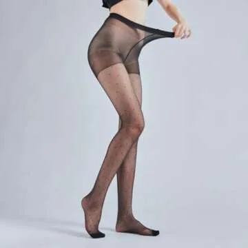 Glossy Sheer Pantyhose Polka Dots for Women Plus Size