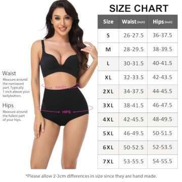 wirarpa Women's Underwear Cotton Super High Waisted Briefs Stretch Full Coverage Panties 4 Pack Black Small