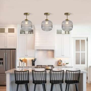 KCO Lighting Smoked Glass Ceiling Light Small Globe Semi Flush Mount Ceiling Light Modern Gold Flush Mount Ceiling Light Brass Hallway Ceiling Light Entryway Schoolhouse Ceiling Light