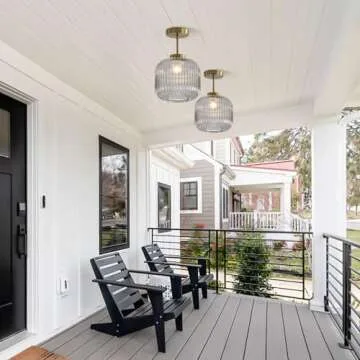 KCO Lighting Smoked Glass Ceiling Light Small Globe Semi Flush Mount Ceiling Light Modern Gold Flush Mount Ceiling Light Brass Hallway Ceiling Light Entryway Schoolhouse Ceiling Light