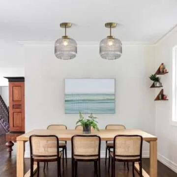 KCO Lighting Smoked Glass Ceiling Light Small Globe Semi Flush Mount Ceiling Light Modern Gold Flush Mount Ceiling Light Brass Hallway Ceiling Light Entryway Schoolhouse Ceiling Light