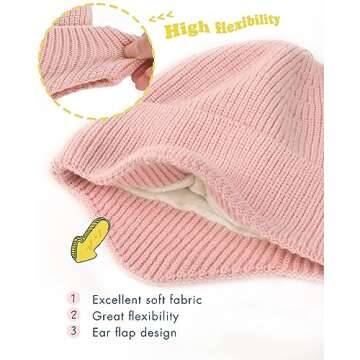 Toddler Fleece Lined Baby Winter Hat with Earflaps