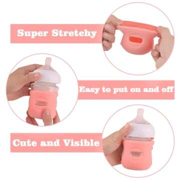 3 Pack Silicone Sleeves for Avent Natural Glass Baby Bottles, Anti Breakage Baby Bottle Holder, Compatible Philips Avent Glass Natural Baby Bottle 4 oz, BPA Free (White+Pink+Purple)