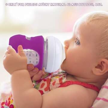 3 Pack Silicone Sleeves for Avent Natural Glass Baby Bottles, Anti Breakage Baby Bottle Holder, Compatible Philips Avent Glass Natural Baby Bottle 4 oz, BPA Free (White+Pink+Purple)