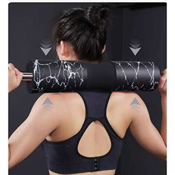 Barbell Pad for Standard and Olympic Barbells with Safety Straps, Foam Pad for Weightlifting, Hip Thrusts, Squats and Lunges(Black)…