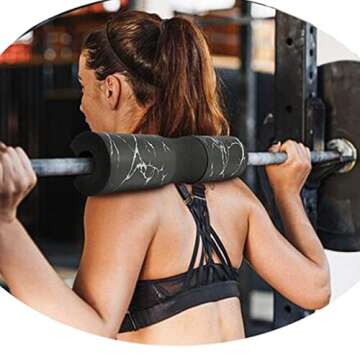 Barbell Pad for Standard and Olympic Barbells with Safety Straps, Foam Pad for Weightlifting, Hip Thrusts, Squats and Lunges(Black)…