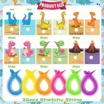 Dinosaur Valentines Cards & Stretchy Toys for Kids