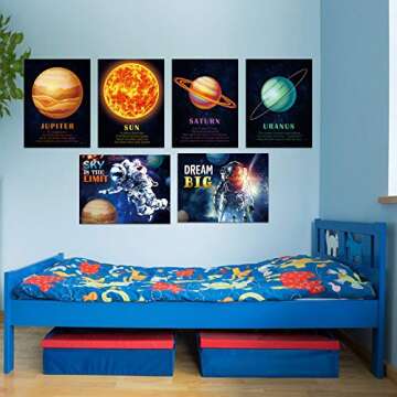 12 Pieces Solar System Educational Teaching Posters Laminated Kids Space and Planets Posters Print WallChart Art for Toddlers Classroom Bedroom 10.6 x 14.1 Inch