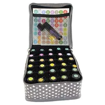 Hytek Gear Essential Oil Carrying Case Holds 30 Bottles 5ml-15ml - Perfect for Traveling with Oils! Multiple Colors! (30 Vial) (30 Vial, Gray Polka Dot)