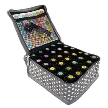 Hytek Gear Essential Oil Carrying Case Holds 30 Bottles 5ml-15ml - Perfect for Traveling with Oils! Multiple Colors! (30 Vial) (30 Vial, Gray Polka Dot)