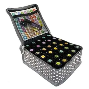Hytek Gear Essential Oil Carrying Case Holds 30 Bottles 5ml-15ml - Perfect for Traveling with Oils! Multiple Colors! (30 Vial) (30 Vial, Gray Polka Dot)