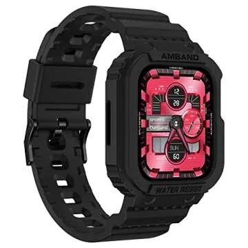 amBand Apple Watch Band with Rugged Bumper Case for Men and Women