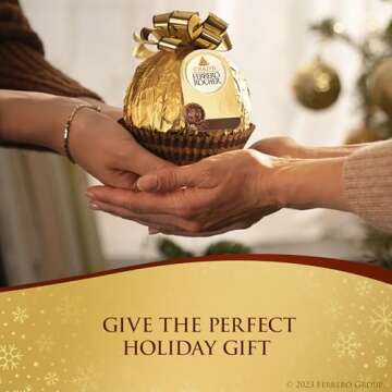 Grand Ferrero Rocher, Premium Gourmet Milk Chocolate Hazelnut, Luxury Chocolate Holiday Gift, 8.5 Oz