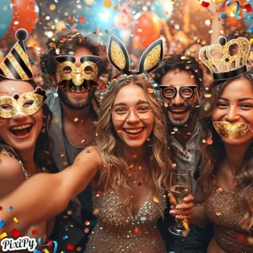 Premium Birthday Photo Booth Props Kit, 16 Black & Gold (No Glitter), Durable & Easy-to-Use Photobooth Props Signs for Memorable Photos & Unforgettable Celebrations by PixiPy