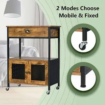 HOMBCK Coffee Bar Cart on Wheels - Rustic & Sturdy