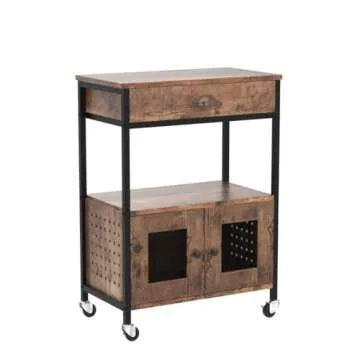 HOMBCK Coffee Bar Cart on Wheels - Rustic & Sturdy