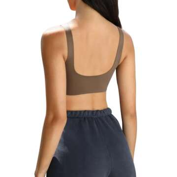LASLULU Womens Sports Bra Medium Impact Sexy Backless Yoga Padded Bras Workout Crop Top for Teen Girls(Coffee Small)