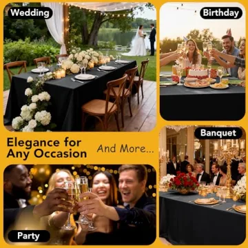 Dailyset Black Tablecloths - 6-Pack Elegant Event Covers