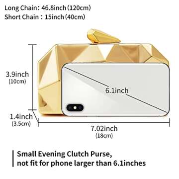 YAPAIOU Women Lattice Pattern Metal Evening Clutch Bag,Geometric Evening Clutch Purse Handbag With C...