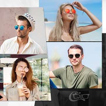 CGID E47 Round Polarized Sunglasses for Women Men Retro Vintage Style Inspired Sun Glasses Circular Circle Shades Gold Metal Rimmed Orange Red Mirror Lens, 51mm, Gift Package