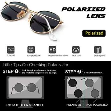 CGID E47 Round Polarized Sunglasses for Women Men Retro Vintage Style Inspired Sun Glasses Circular Circle Shades Gold Metal Rimmed Orange Red Mirror Lens, 51mm, Gift Package