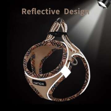 AMTOR Small Dog Harness and Leash Set, Easy Walk Reflective