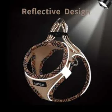 AMTOR Small Dog Harness and Leash Set, Easy Walk Reflective