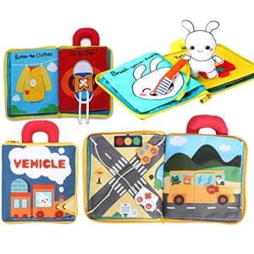 beiens 3Pcs My Quiet Books, 9 Theme Soft Activity Books for Babies, Toddler Learning Sensory Story B...