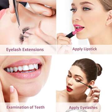 BUCICE Large Lash Mirror for Eyelash Extension，Detachable Eyelash Mirror Stainless Steel Eyelash Makeup Mirror lash Extension Supplies & Tool