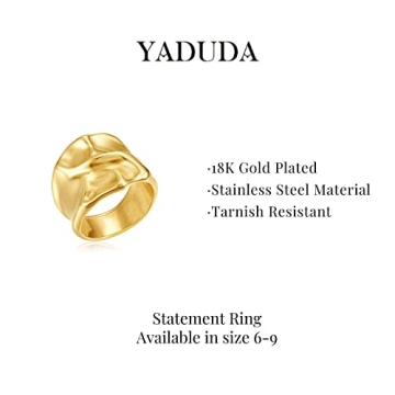 YADUDA Gold Rings Chunky Vintage Style for Everyday Elegance