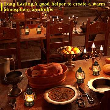 Ferraycle 12 Pcs Mini Lantern Decor 4 Inch Western Lantern Table Centerpiece Small Vintage Camping Hanging Lamp Ornaments Bulk for Cowboy Cowgirl Wedding Halloween Christmas (Black)