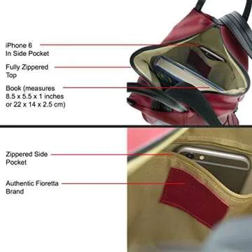 Fioretta Italian Genuine Leather Top Handle Backpack Purse Shoulder Bag Handbag Rucksack For Women