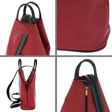 Fioretta Italian Genuine Leather Top Handle Backpack Purse Shoulder Bag Handbag Rucksack For Women